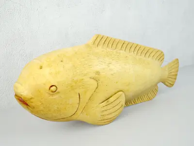 Hand Carved Wood Dolphin Fish 3D model