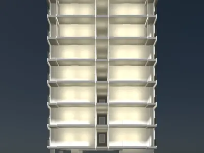 Apartment building in section cut 24ZZ38 3D model