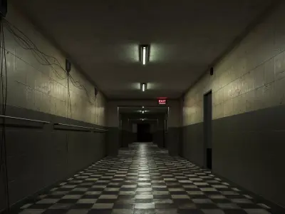 Old Dark Scary Corridor 08 Low-poly 3D model