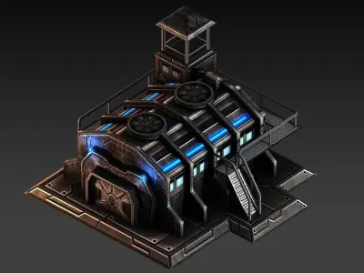 Sci-Fi Barracks Low-poly 3D model