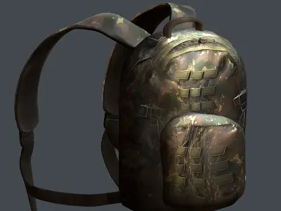 Backpack military combat Black baggage bag luggage Low-poly 3D model