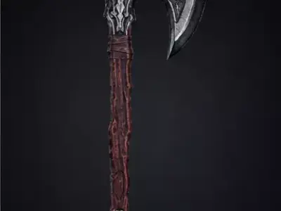 Ancient Runic Battle Axe Low-poly 3D model
