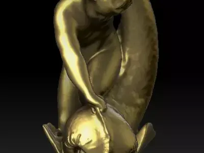 Eros Cupid and Dolphin 3D print model
