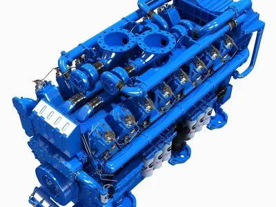 Blue V12 Diesel Engine 3D model