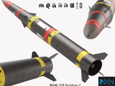 MGM-31B Pershing 2 solid fueled ballistic missile 3D model