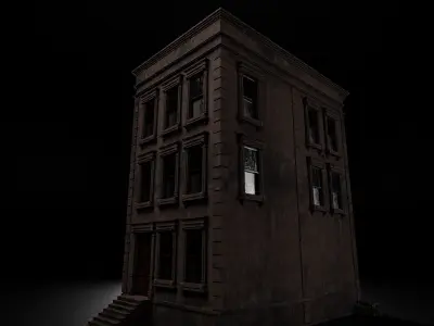 DESTROYED OLD BUILDING POST APOCALYPSE 001 Low-poly 3D model