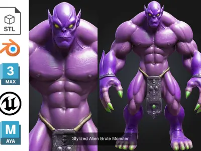 4 Purple Demon Alien 3D Character Pack purchase