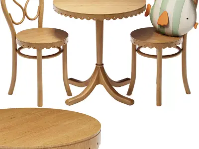 Zara Children Tabel and Chair Wood Turned 3D model