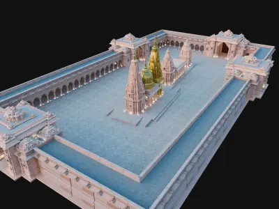 Kashi Vishwanath Temple Complex Low-poly 3D model