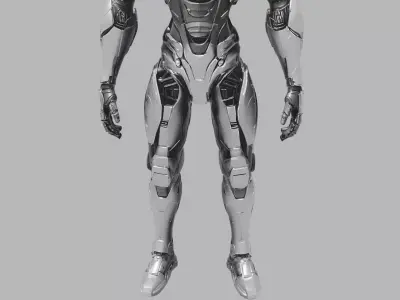Silver SciFi Combat Robot 3D model