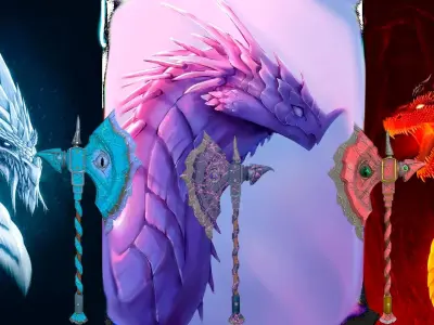 Dragon Axe PBR Low-Poly Game READY Low-poly 3D model