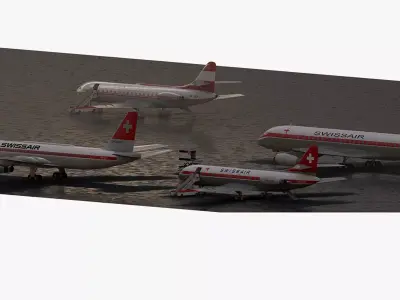 SWISSAIR CARAVELLE 1A CORONADO CV 990 DC-8 62 DC-8 53 3D model
