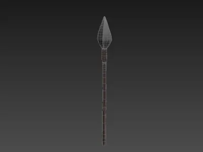 Spear sword with wooden handle 3D model