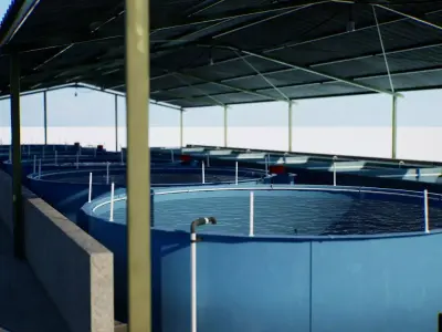 Fish Farm Low Poly High Detailed PBR V-Ray Low-poly 3D model