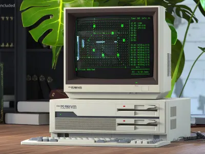 Japanese Retro Personal Computer Nec PC 98 3D model