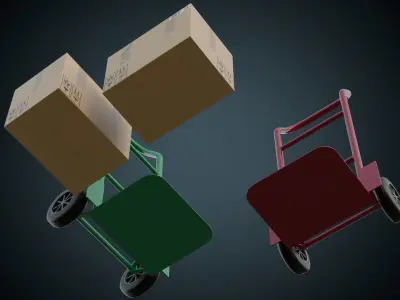 Hand Truck And Boxes 5A Low-poly 3D model