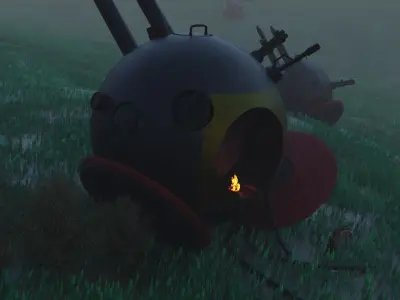 crashed spaceship 3D model