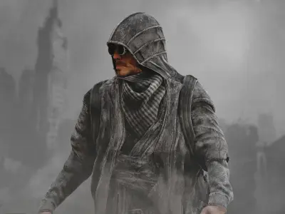 Post Apocalyptic Man Low-poly 3D model