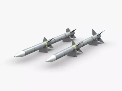AIM-120A AIM-120C AMRAAM American Air to Air BVR Missile Low-poly 3D model