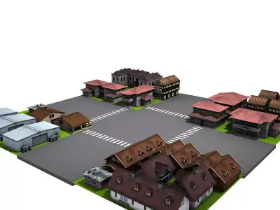 Street environment Low-poly 3D model