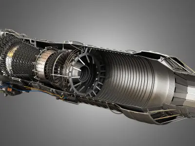F100 - PW - 220 Turbofan Engine - Cutaway 3D model