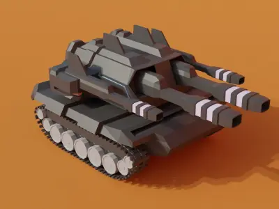 low poly cyber tank Low-poly 3D model
