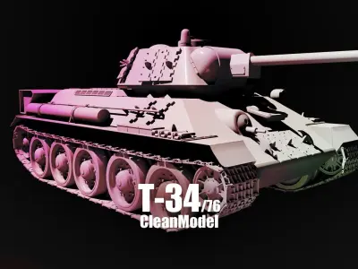 T-34-76 - Soviet Medium Tank - Type 1942 - Clean model Low-poly 3D model