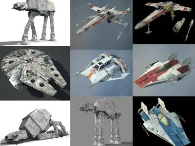 Ultimate Game Ready Star Wars Vehicles Collection Low-poly 3D model