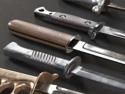 WWI Knives realistic pack 3D model