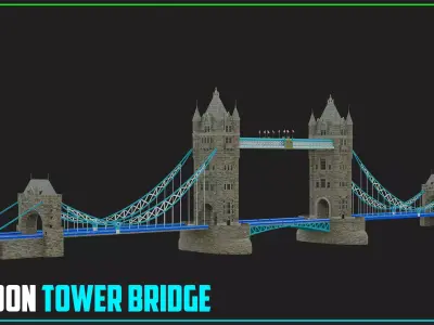 London Tower Bridge  Low-poly 3D model
