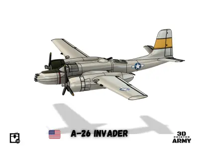 Douglas A-26 Invader - 3D printing files - 1-66 th scalemodel  3D print model