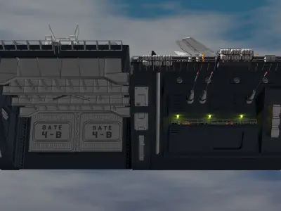 Set4 - Macross SDF1 Prometheus Hangar elevator-right Flight Deck 3D print model