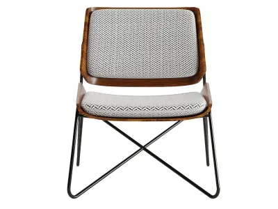 Wooden lounge chair with metal legs 3D model