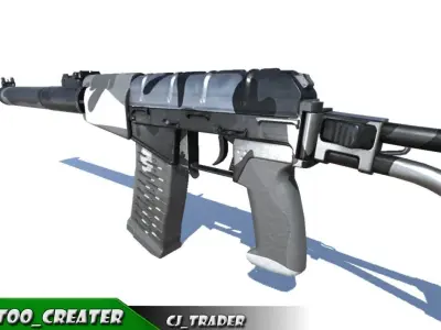 As-Val Low-Poly Assault Sniper Riffle 3D Model  Low-poly 3D model