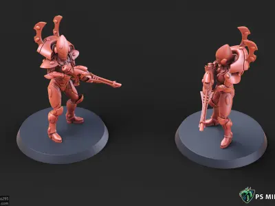 Space Elf Male Soldier Pose 1 - 8 Variants 3D print model