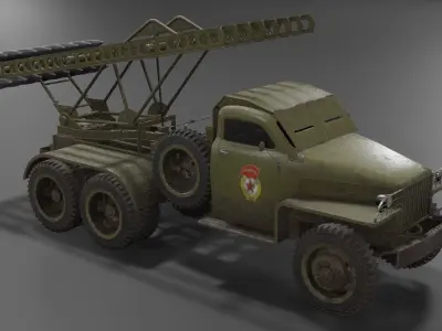 BM-13N Katyusha multiple rocket launcher  Low-poly 3D model