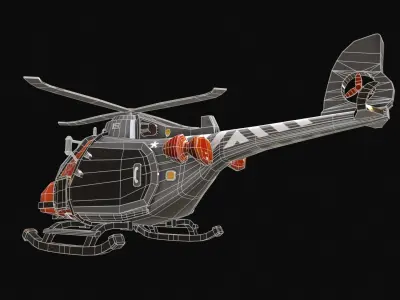 Low Poly Stylized Helicopter Game-Ready Model Low-poly 3D model