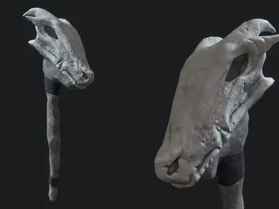 Fantasy Stylish- Wand of Skull Low-poly 3D model