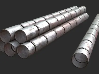 Metallic Pipes Duct Low-poly 3D model