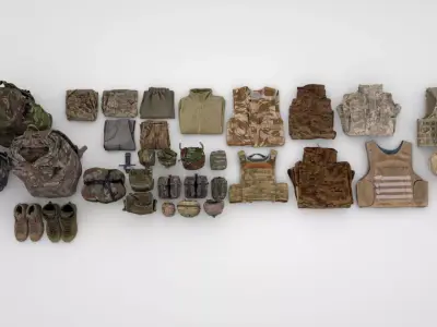 Military collection uniform backpacks pouches body armour 3D model