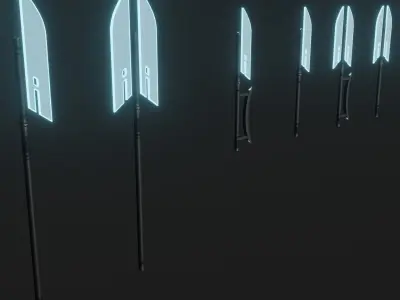 Sci-fi spears and swords collection pack Low-poly 3D model