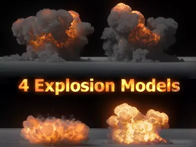 4 Explosion Animations High Resolution Pack 3D model