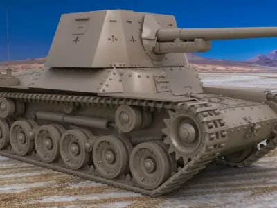 Tank Type 3 Ho Ni III Japan Clay Mental Ray 3D model