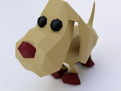  Dog low poly toon 3d model  Low-poly 3D model