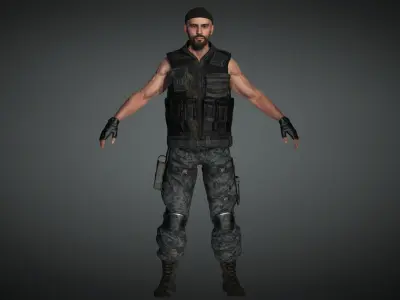 AAA Military Male Character 03 Low-poly 3D model