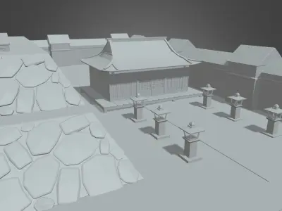 Japanese Temple Scene 3D model