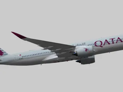 Airbus A350-900 XWB Qatar airways Low-poly 3D model
