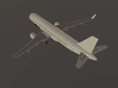 Airbus a320-232 plain livery low poly 3d model Low-poly 3D model