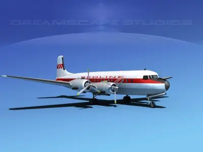 Douglas DC-7B Redline Air Cargo 3D model