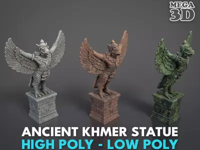Ancient Khmer Statue24-250523 Low-poly 3D model